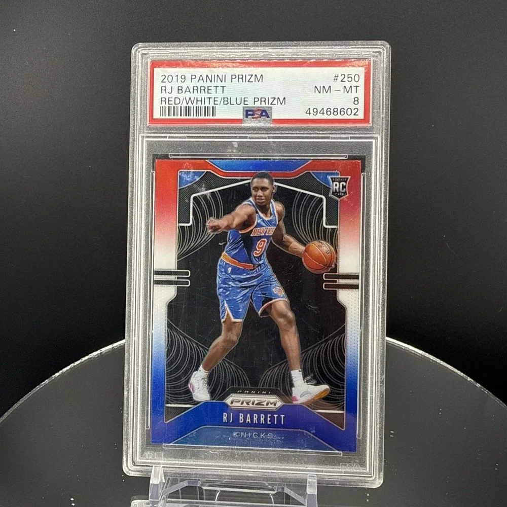 2020 Panini Red White Blue Prizm RJ BARRETT RC Rookie Basketball Card PSA 8